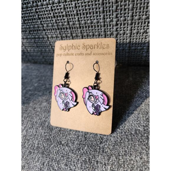 Hazbin Hotel Vaggie Enamel Charm Earrings - Picture 2 of 2